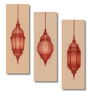 Triptyque dessins lustres marocains artisanat pack