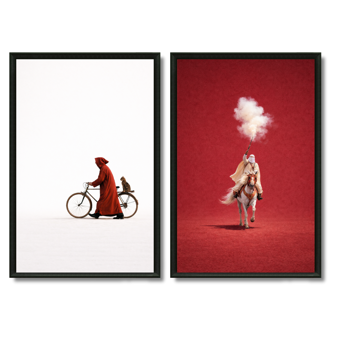 Duo tableaux le Maroc rouge blanc couleurs nationales