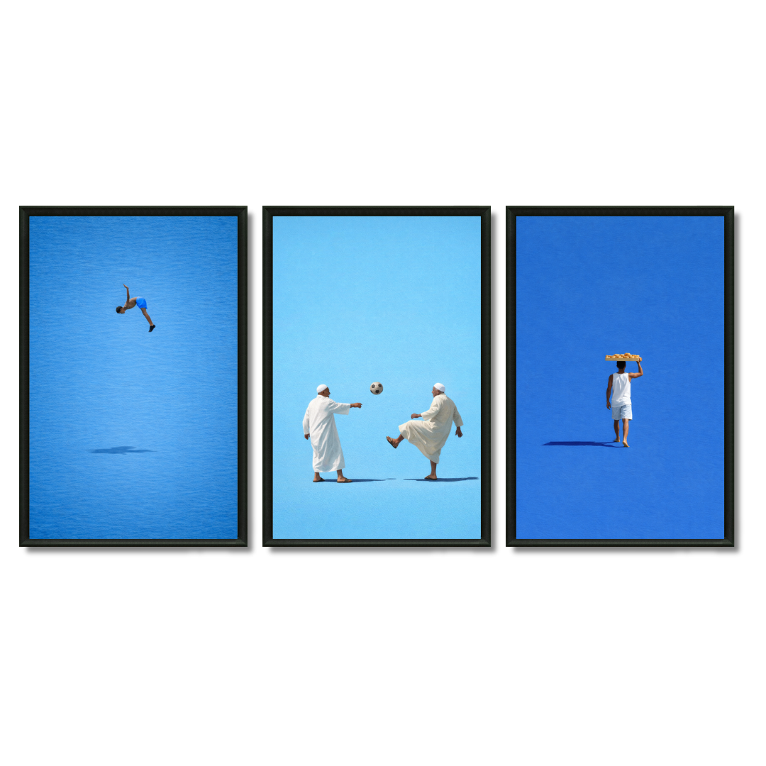 Triptyque le Maroc en bleu pack galerie apaisé