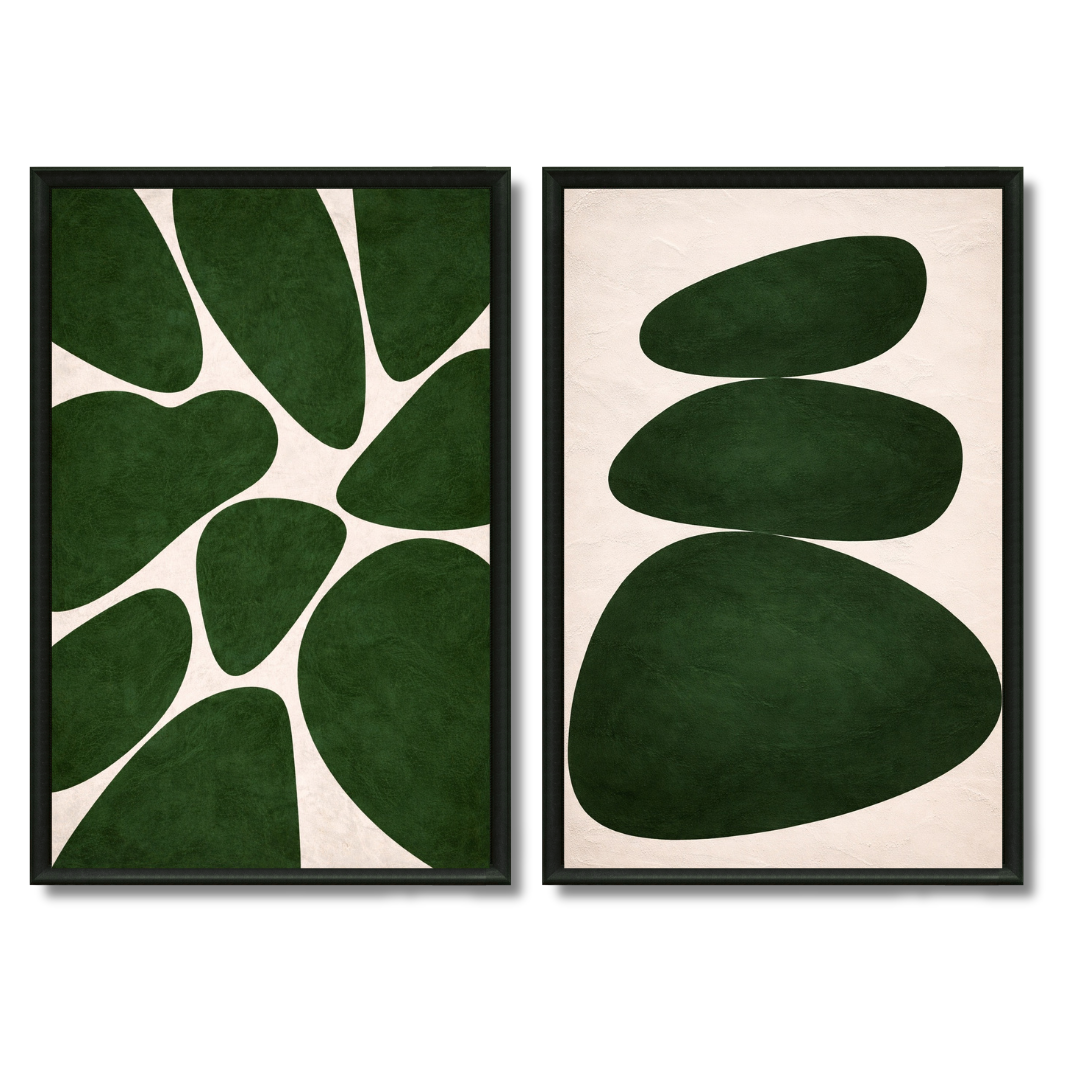 Duo tableaux pierres vertes nature élégant