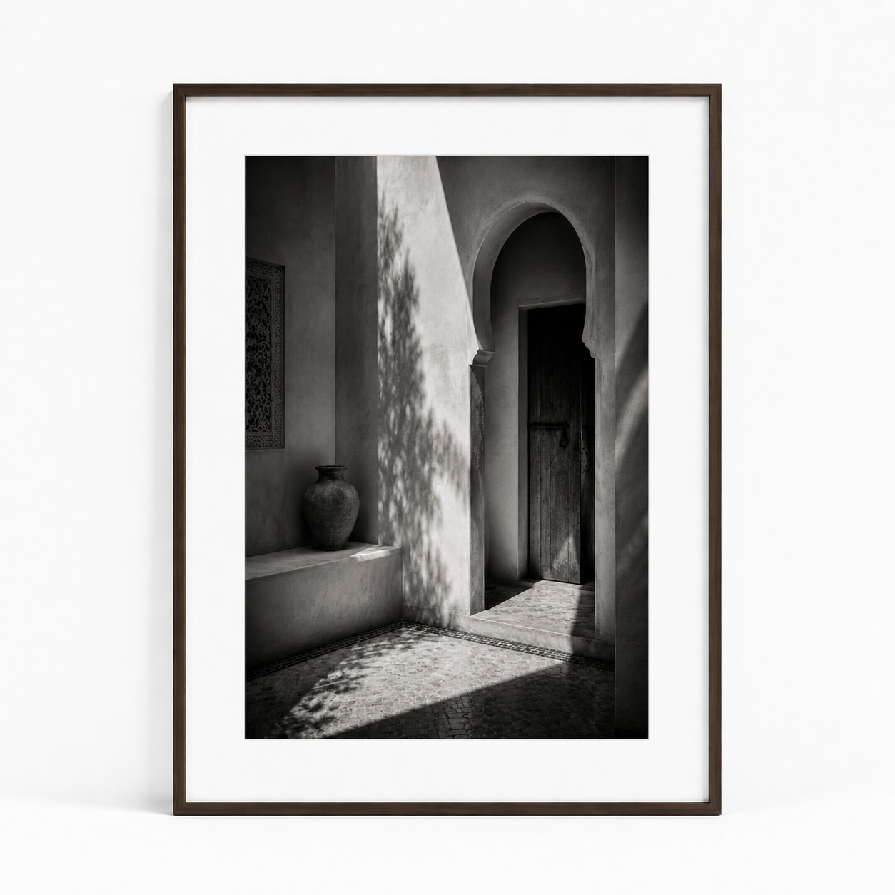 Tableau encadré Marocain Noir & Blanc – La cour