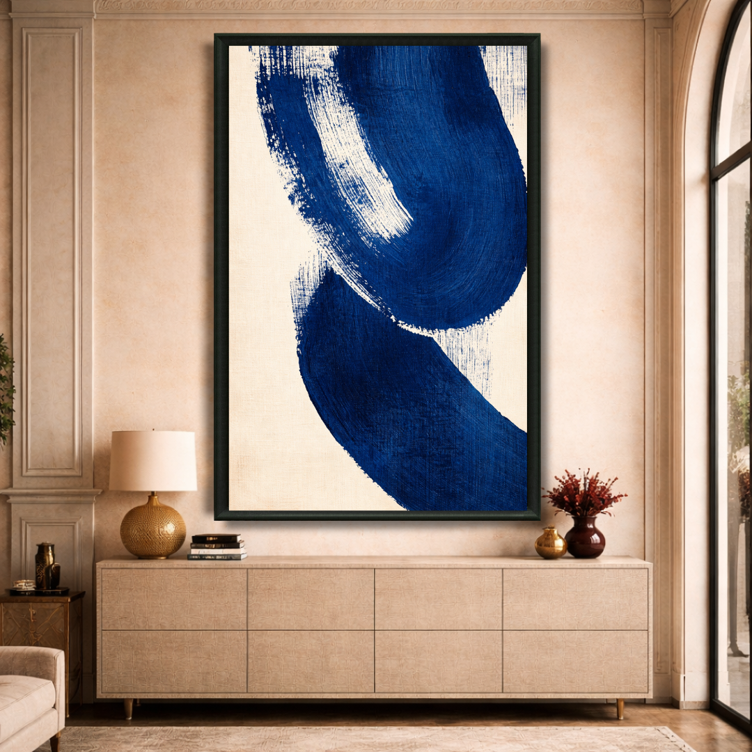 Tableau bleu circulaire abstrait profond harmonieux