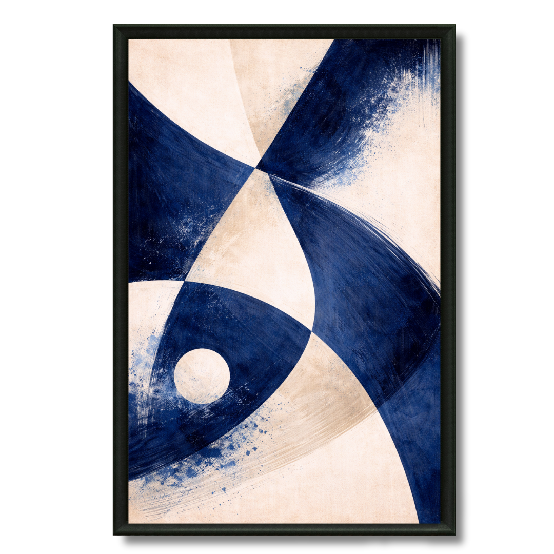 Tableau bleu géométrique abstrait sérénité salon