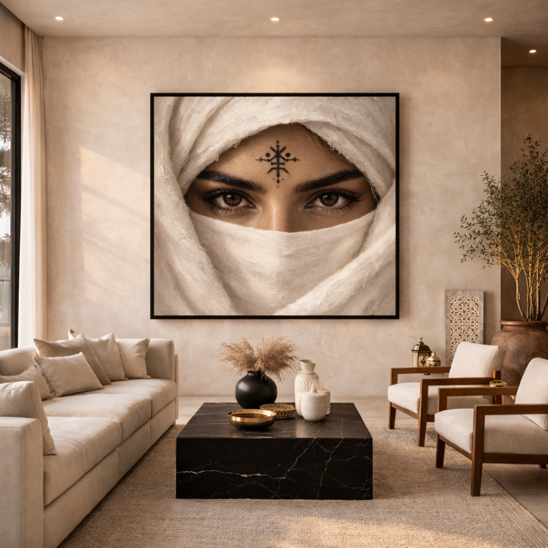 Tableau regard berbère portrait femme marocaine