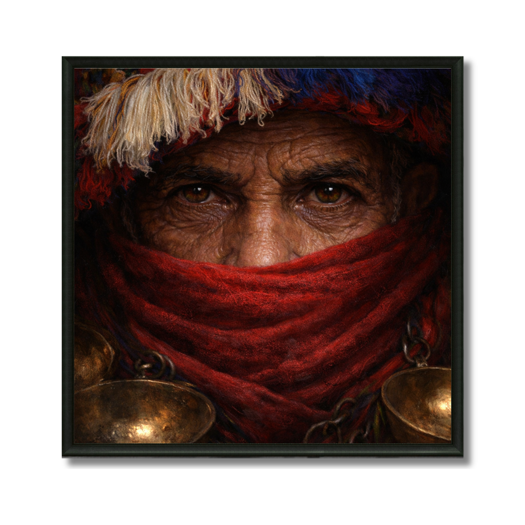 Tableau guerrab portrait artistique marocain porteur d'eau