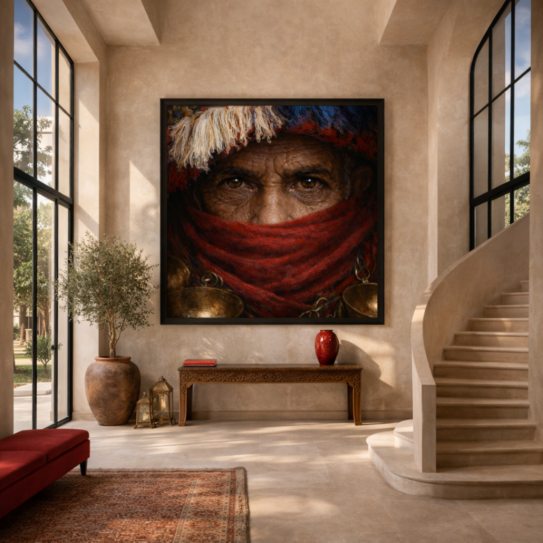 Tableau guerrab portrait marocain détail