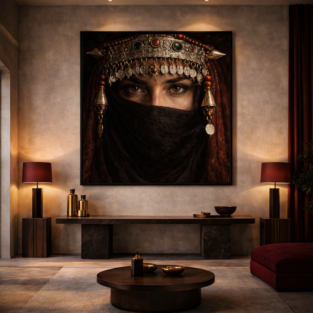 Tableau Belle Amazigh portrait femme marocaine bijoux