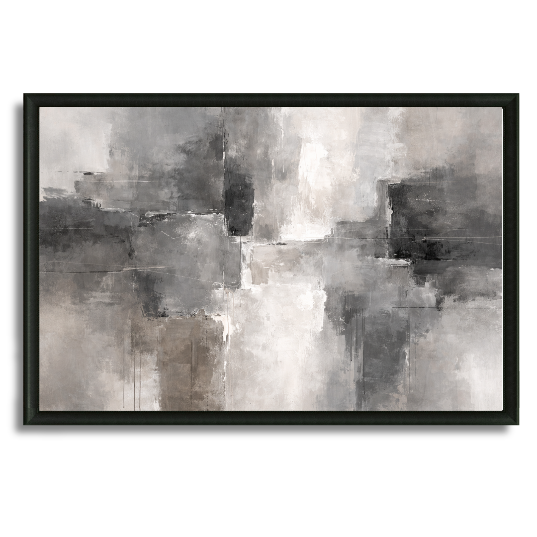 Tableau abstrait total gris lignes dynamiques salon