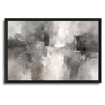Tableau abstrait total gris lignes dynamiques salon