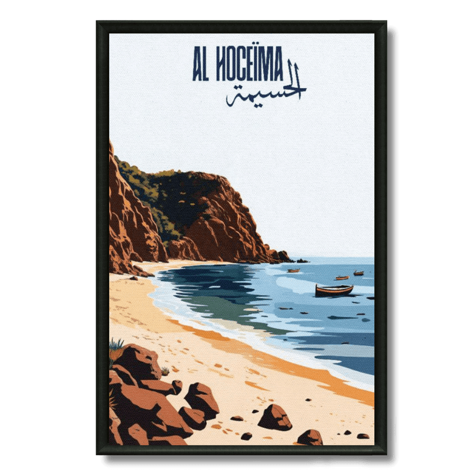 Tableau marocain Al Hoceima, mer Méditerranée et montagnes du Rif