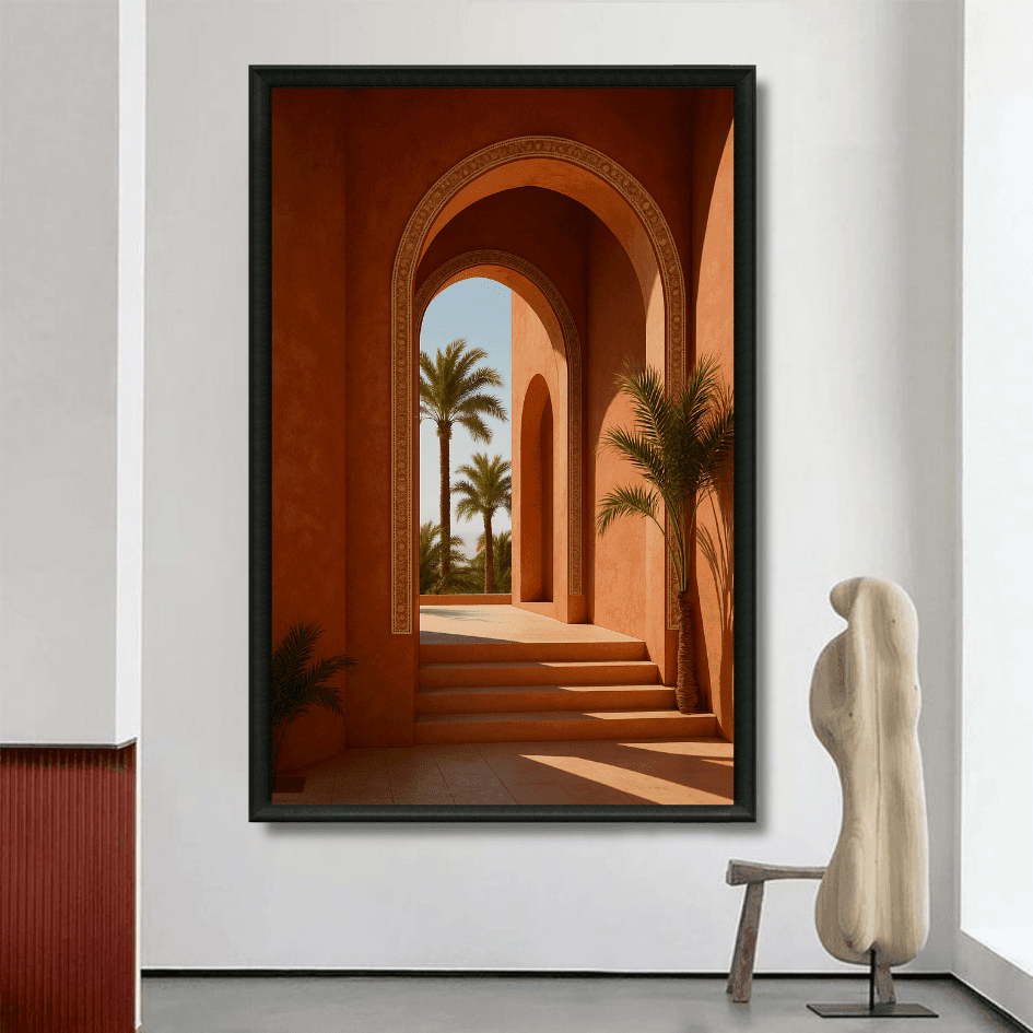 Tableau arches ocre palmiers marocains détail