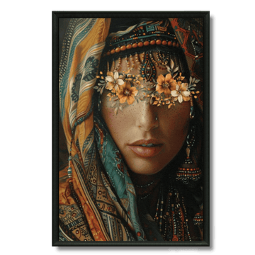 Tableau femme amazighe aux fleurs art contemporain berbère
