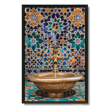 Tableau fontaine marocaine laiton zellige artisanat