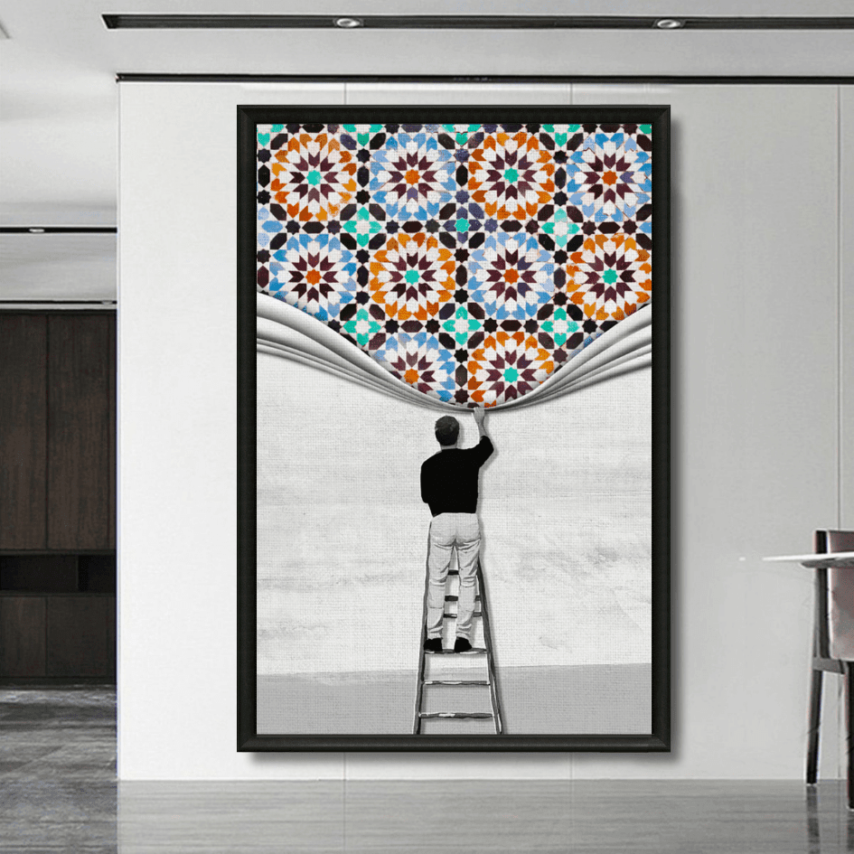 Tableau artisan du zellij peintre motifs marocains