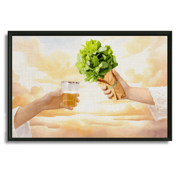 Tableau thé marocain ciel doré menthe rituel
