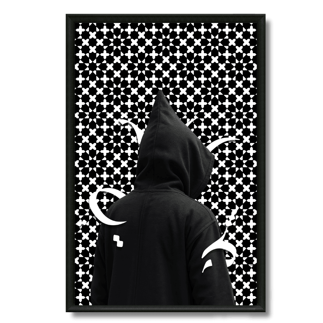 Tableau l'homme en noir djellaba pop art marocain