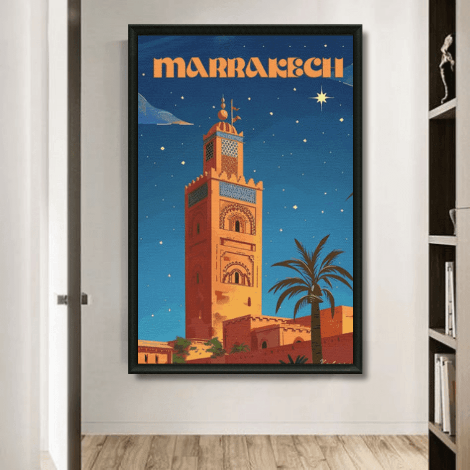 Tableau marocain Marrakech, la ville rouge et la Koutoubia