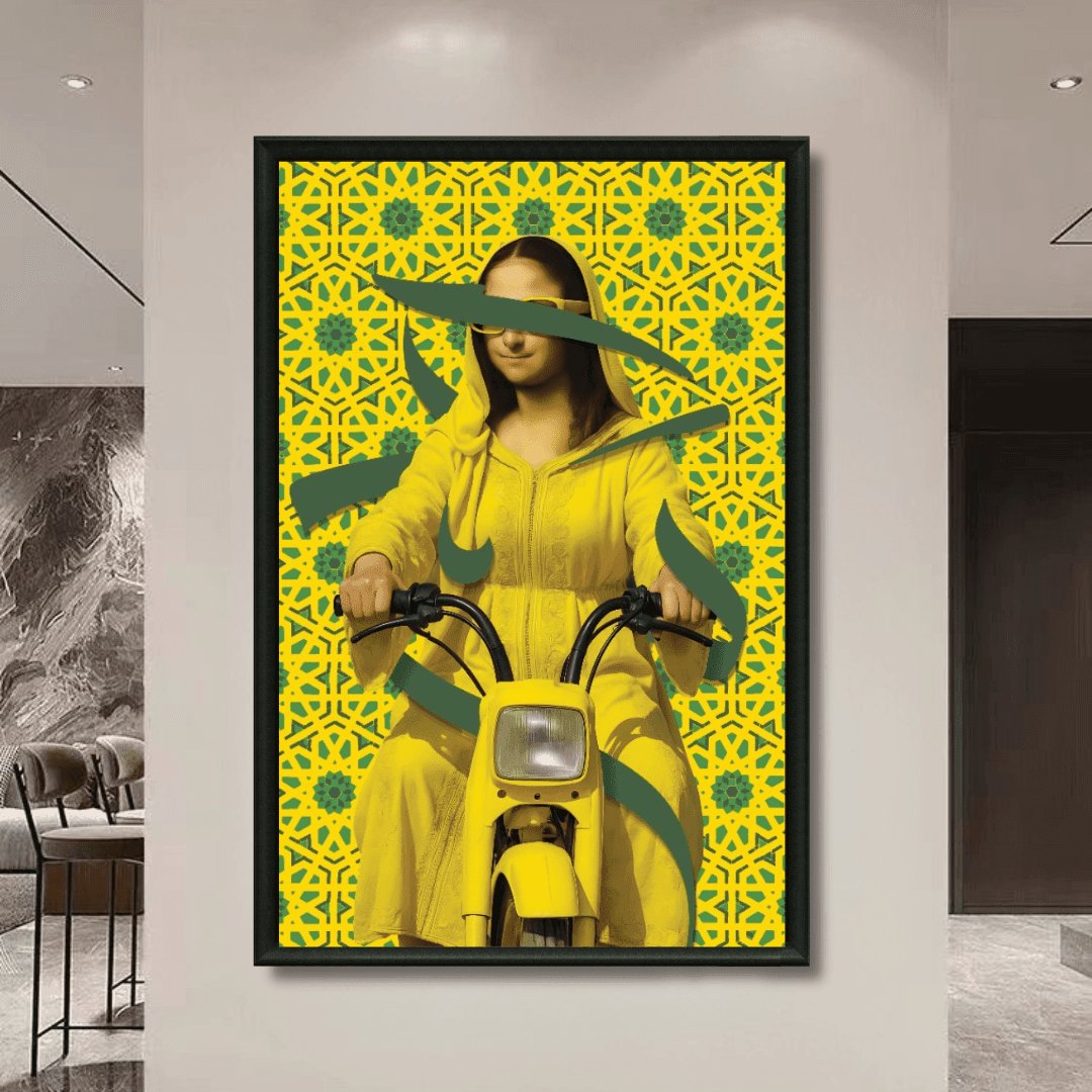 Tableau Mona Lisa à Marrakech djellaba pop art