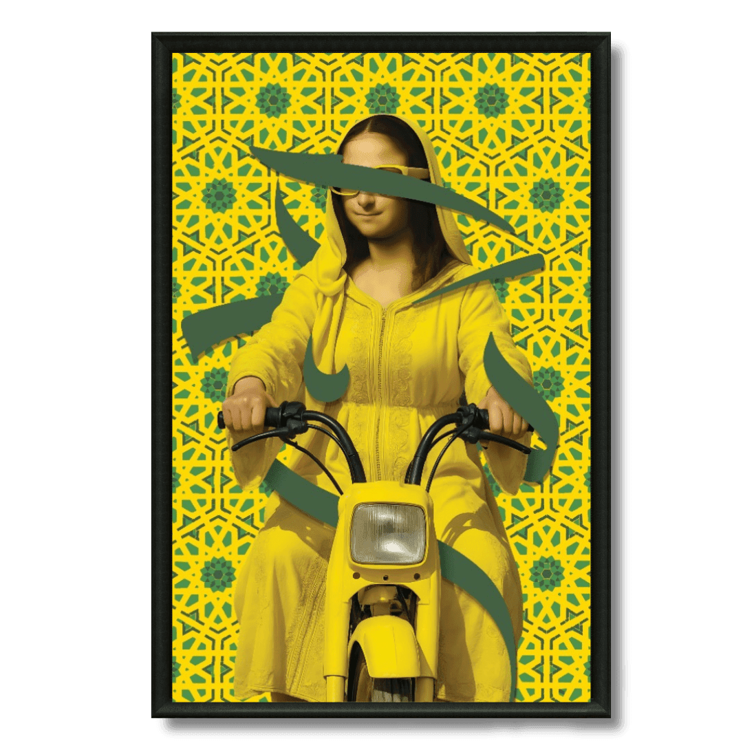 Tableau Mona Lisa à Marrakech djellaba pop art