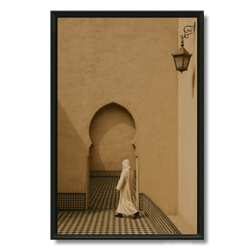 Tableau passage andalou zellige homme djellaba marocain
