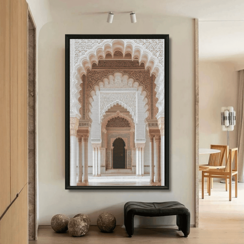 Tableau porte authentique du Maroc arches sculptées