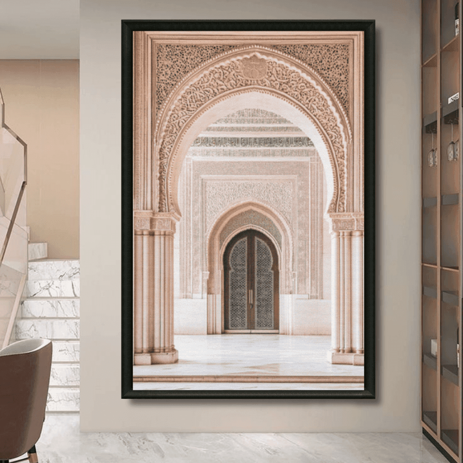 Tableau arcades marocaines porte traditionnelle détail