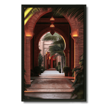 Tableau promenade rouge arches marocaines lanternes