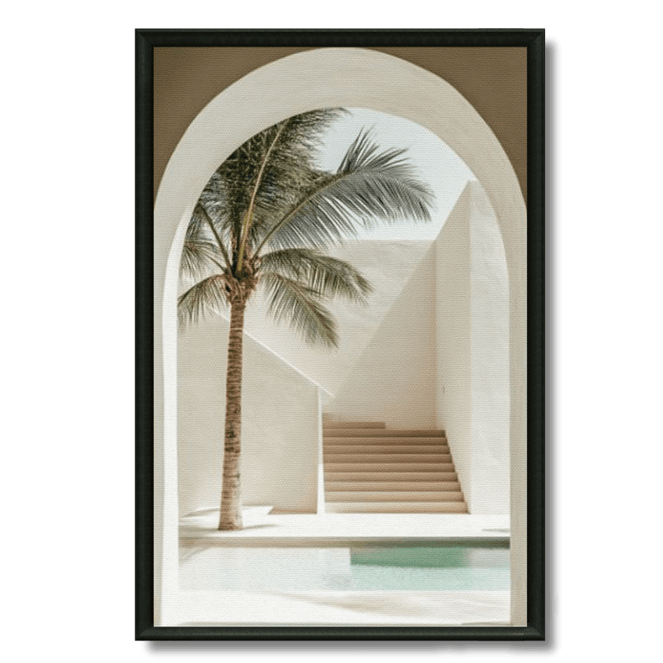 Tableau riad évasion méditerranéenne palmier piscine marocain