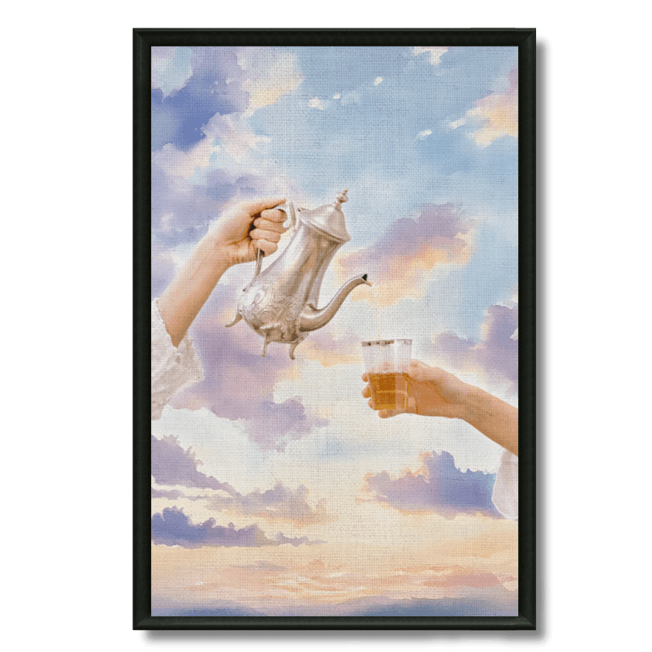 Tableau service thé nuages pastel marocain élégant