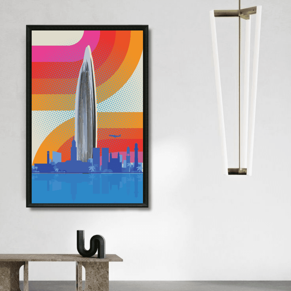 Tableau Tour Mohammed VI skyline Rabat pop art