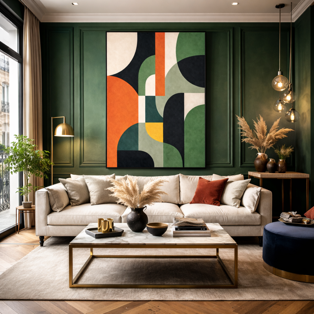 Tableau géométrie colorée art déco détail